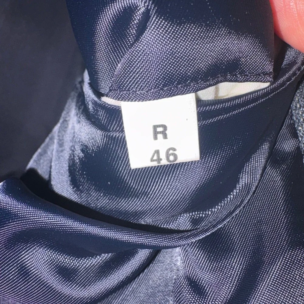 Meeting Street‎ Mens 46R Blazer Silk Wool Blue Herringbone Windowpane Sport Coat